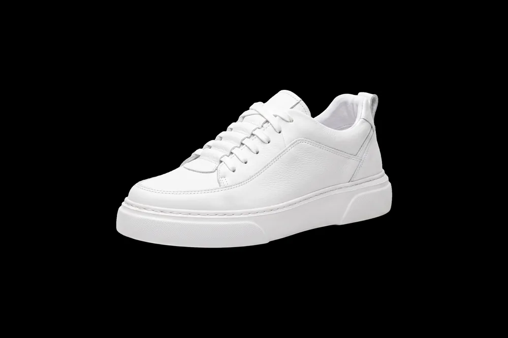 Lorentin 1700 modeli beyaz hakiki deri sneaker, hafif taban